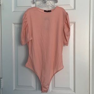 Boohoo Puff Sleeved Ribbed Bodysuit
